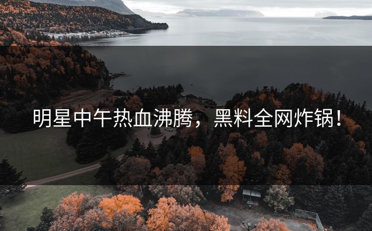 明星中午热血沸腾，黑料全网炸锅！