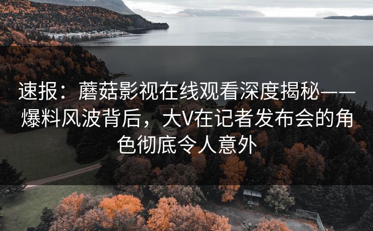 速报：蘑菇影视在线观看深度揭秘——爆料风波背后，大V在记者发布会的角色彻底令人意外
