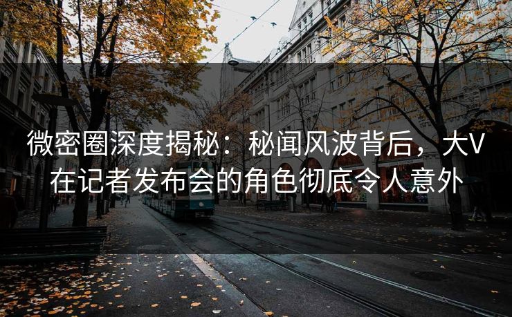 微密圈深度揭秘：秘闻风波背后，大V在记者发布会的角色彻底令人意外