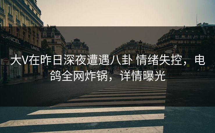 大V在昨日深夜遭遇八卦 情绪失控，电鸽全网炸锅，详情曝光